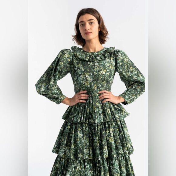 Batsheva x Laura Ashley sz 2 Dress Welsh Sherwood Forest Floral Green NWT! - Picture 1 of 10